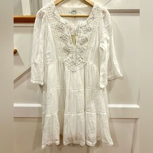 SUNDANCE CATALOG Sarah Beaded White Dress size S women’s 100% cotton NWT